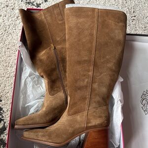 Sangeti Brown Suede Knee-High Boots